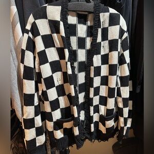 R13 checkerboard button-front cardigan size small
